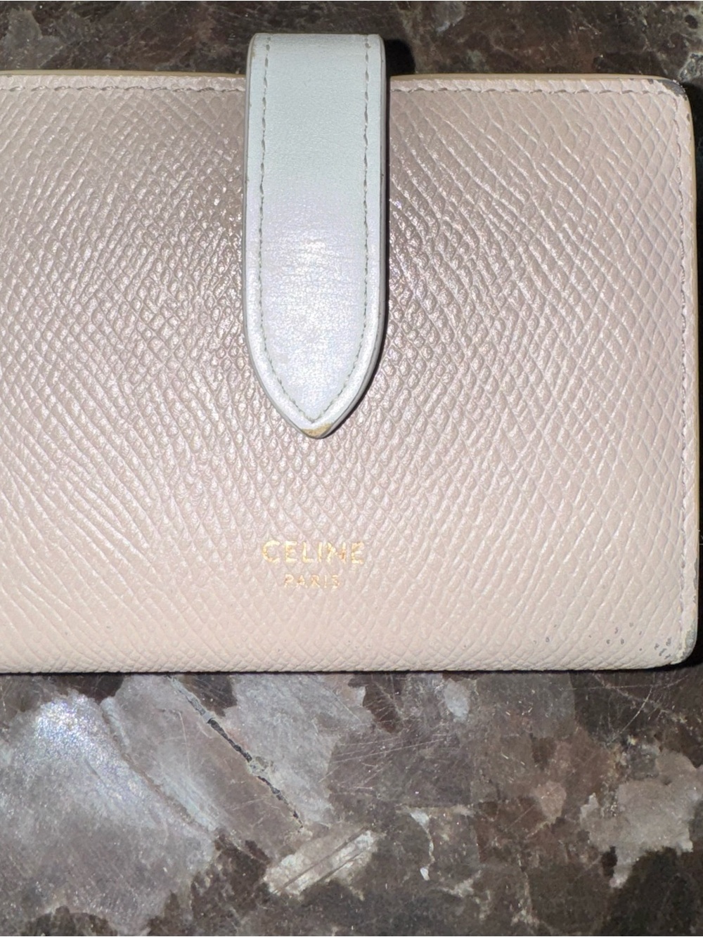 AuthenticCeline Beige Leather Snap Wallet